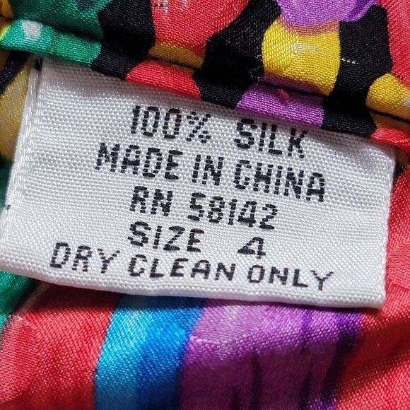 Vintage Maggy London 100% Silk Tassel Print Straight Skirt Size 4 - Picture 8 of 11